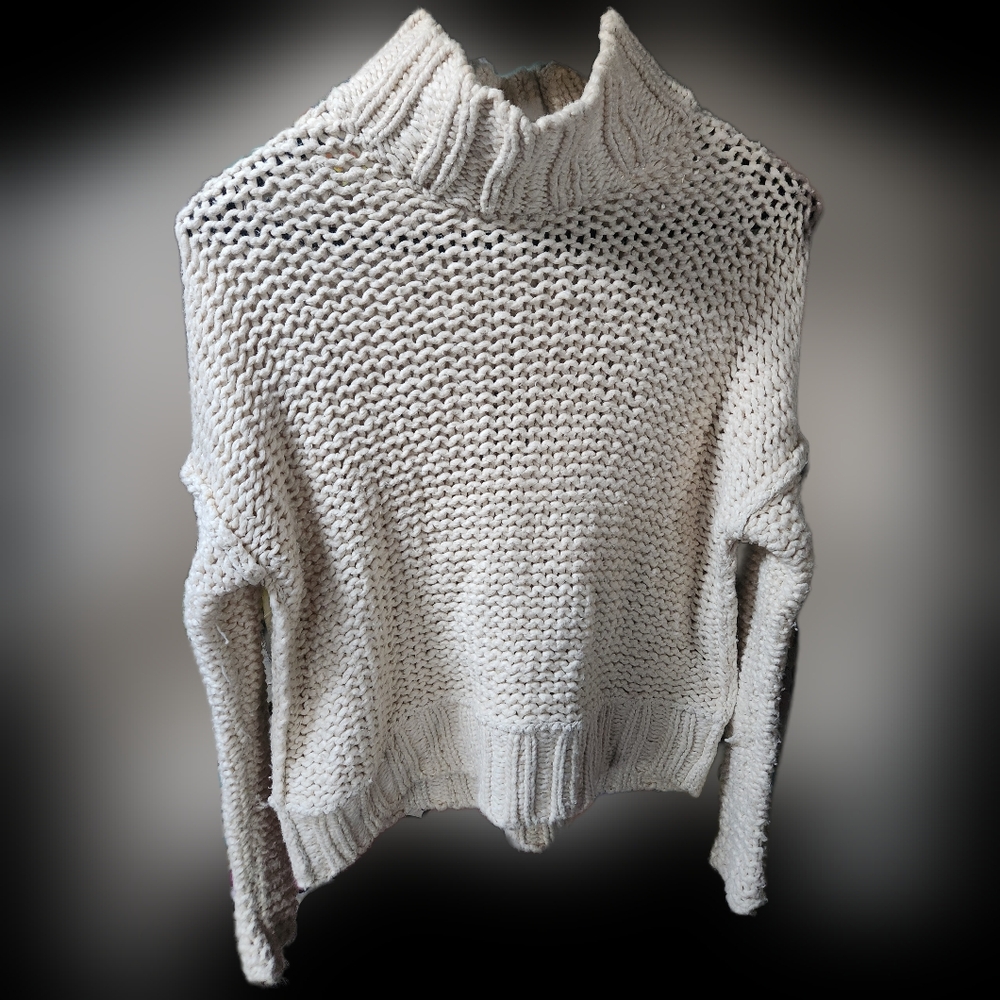 Free People Cream Women's Turtleneck Sweater